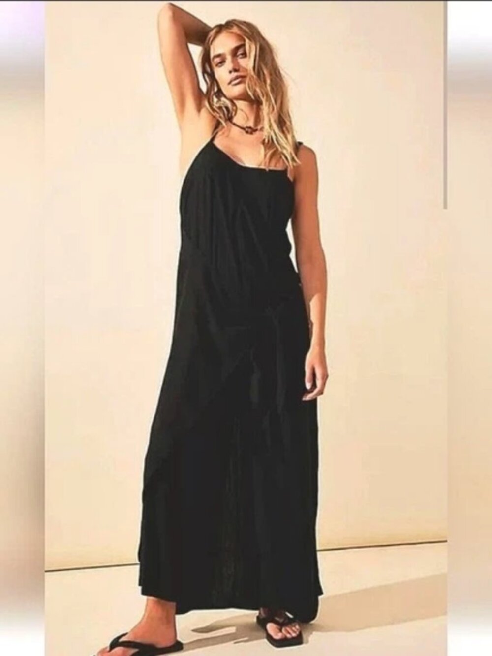 Free People Free-est Romantic Wrapped Jumpsuit Black Wide-Leg XS